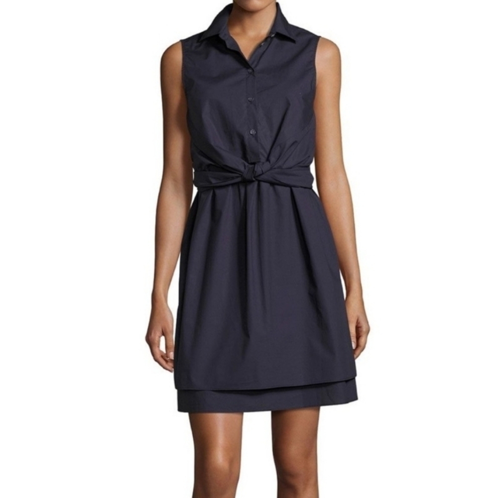Derek Lam 10 Crosby Navy Cropped Shirt Thin Straps Dress Set Size 4